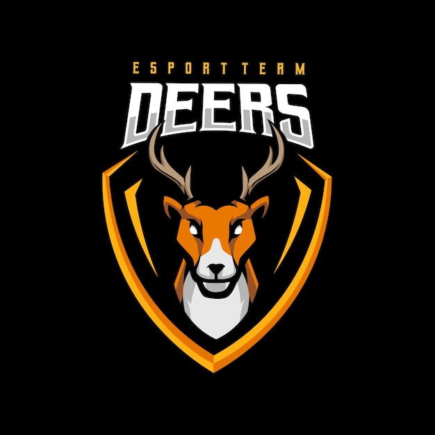 Deer esport mascotte logo design vettoriale per lo sport e il gioco