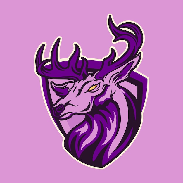 Vettore design del logo della mascotte di deer esports