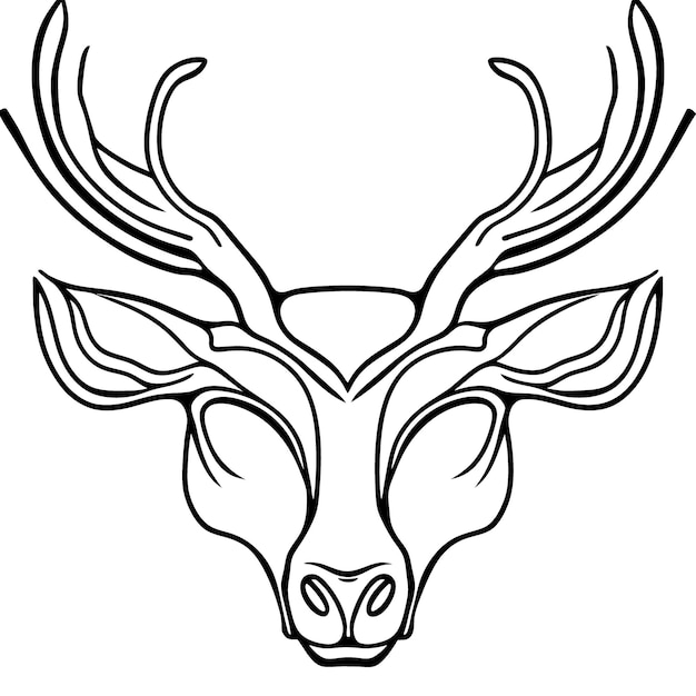 Vector deer face vector illustration line art
