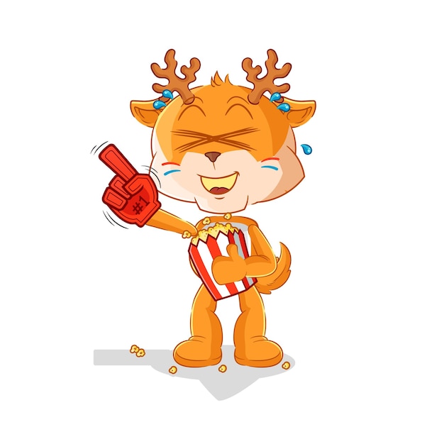 Deer fan with popcorn illustration character vector