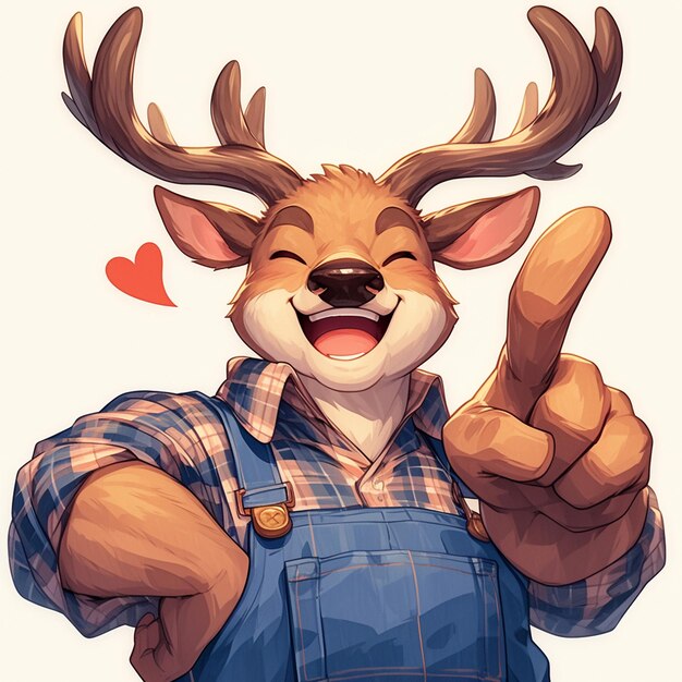 Vector a deer farmer cartoon style