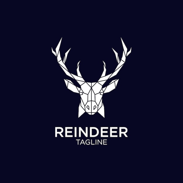 Deer flat logo design Premium Vector template