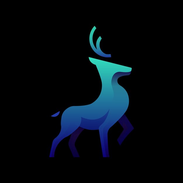 Deer in flat style Deer with a gradient fill Isolated minimal deer on one color background