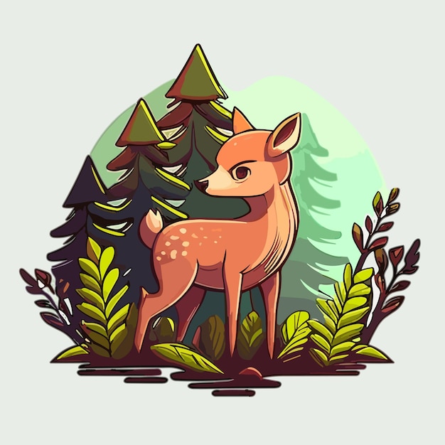 Deer in the forest cartoon