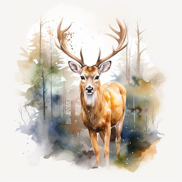 Deer in the forest illustration