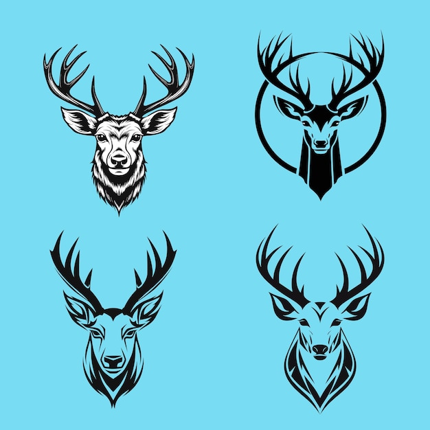 Deer Four Color Minimalist Icon Logo Set in elegante kleur