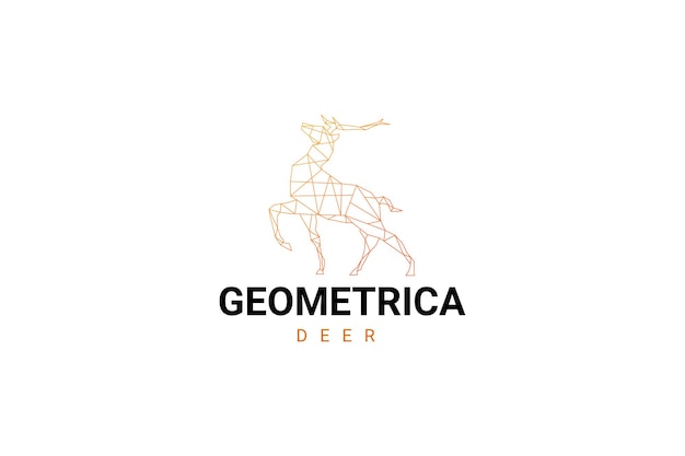 鹿の幾何学的な多角形のロゴのデザイン テンプレート
