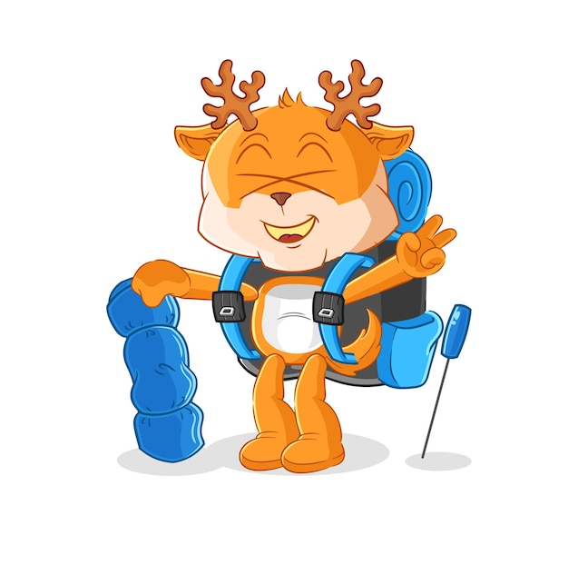 Vector deer go camping mascot cartoon vector