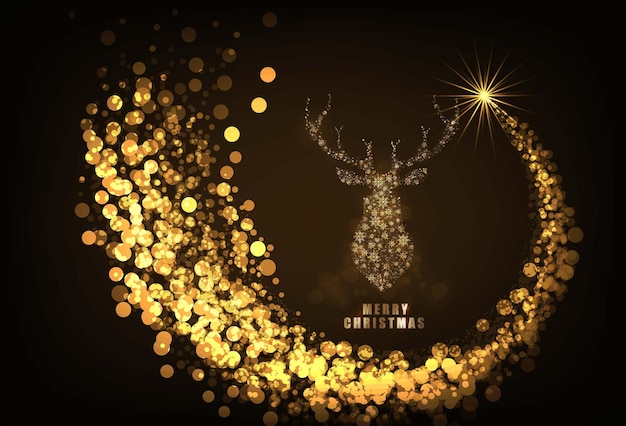 Deer gold color background and Happy new year vector illustration