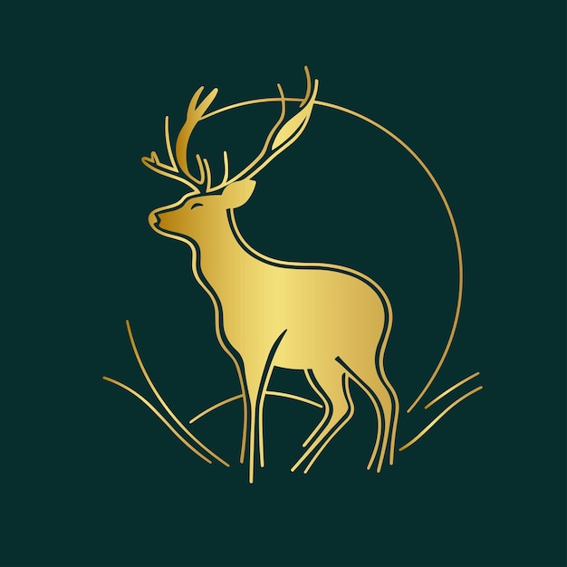 Логотип золотого оленя с золотой головой