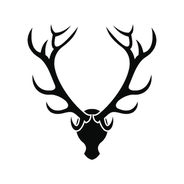 Vector deer head black simple icon isolated on white background