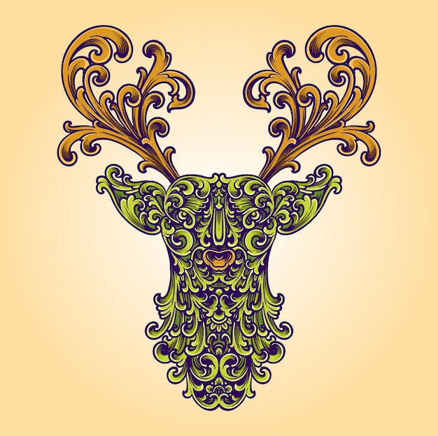 Deer head classic ornament illustration