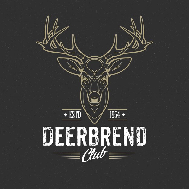 Deer head Design Element in Vintage Style..