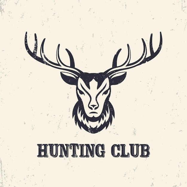 Deer head hunting club logo element vector illustration