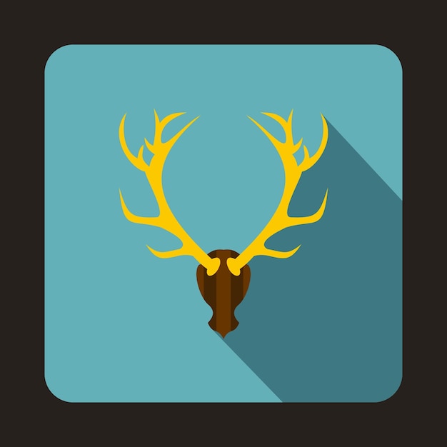 Vector deer head icon in flat style with long shadow