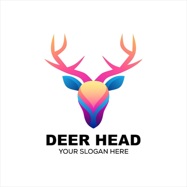 deer head logo colorful vector design