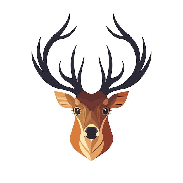 Дизайн логотипа головы оленя Абстрактный рисунок оленя с рогами Милый мультяшный олень