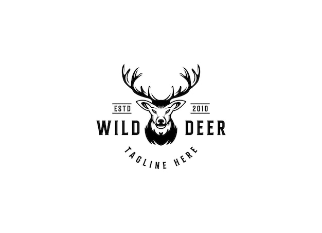 Deer head logo design deer logo illustrazione vettoriale logo del cacciatore di cervi