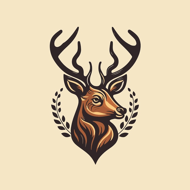 Vector deer head logo mascot icon illustration on isolated background