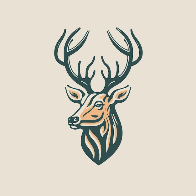 Deer head logo vector animal mascot illustration isolated