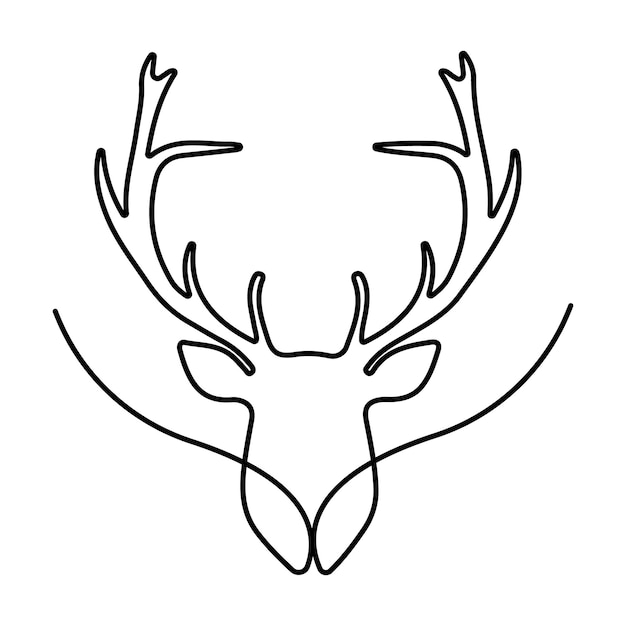 Vector deer head one line art continuous one line of deer head hand drawing vector art