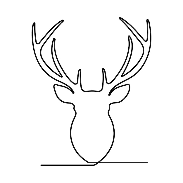 Vector deer head one line art continuous one line of deer head hand tekening vector art