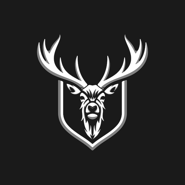 Vector deer head in shield