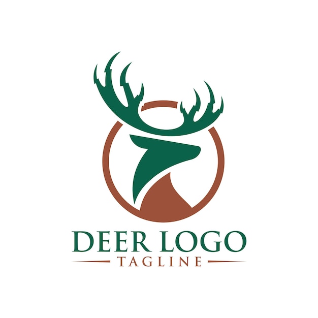 Vettore modello di illustrazione vettoriale di cervo con logo di cervo silhouette testa di cervo