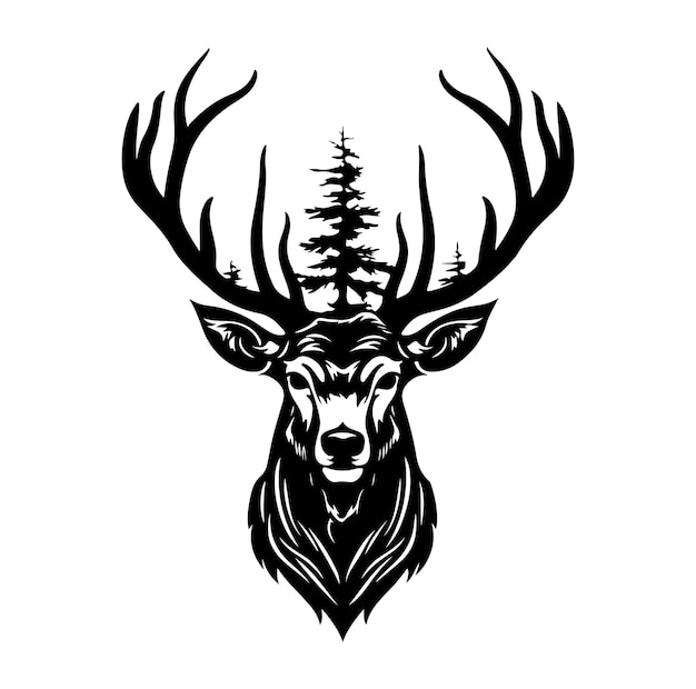 Vector deer head silhouette vector illustration