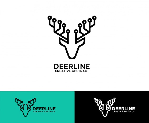 deer head tech symbol logo design