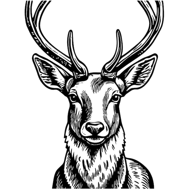 deer head vector detailed engraving illustration