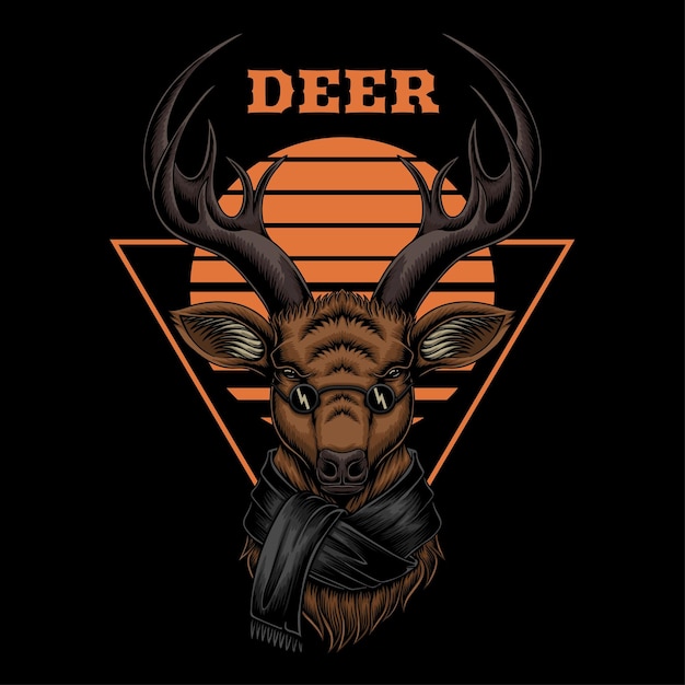 Deer head wearing scraf vector illustration