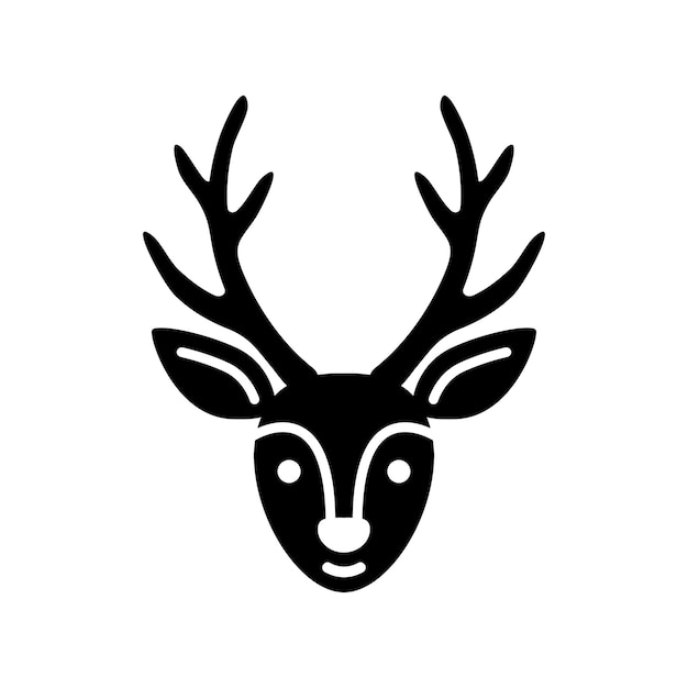 Deer head with antlers filled with black icon decorative element for elegant hunting club