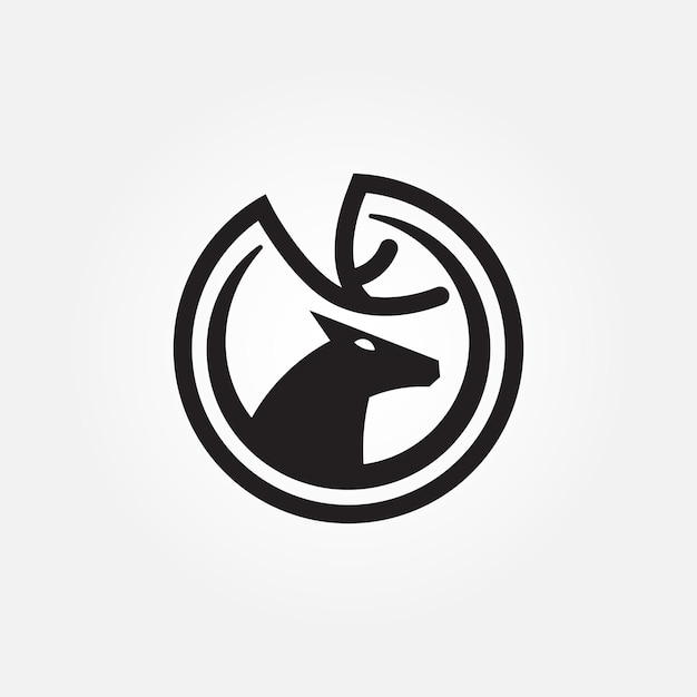 Голова оленя с большим рогом Логотип векторной иллюстрации Дизайн