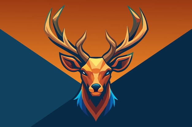 A deer head with a blue background