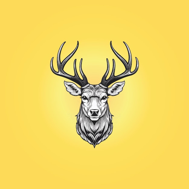 Deer head with elegant horns template