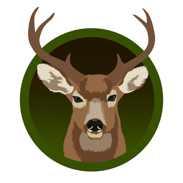 Deer head with horns and a green circle in the background