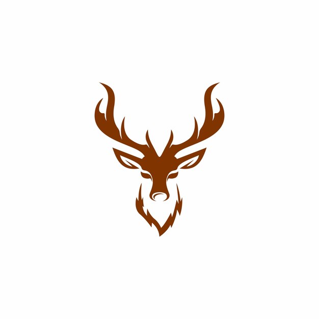 A deer head with horns on a white background