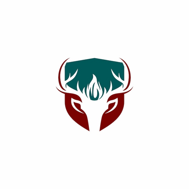 Vector a deer head with a red and green pattern