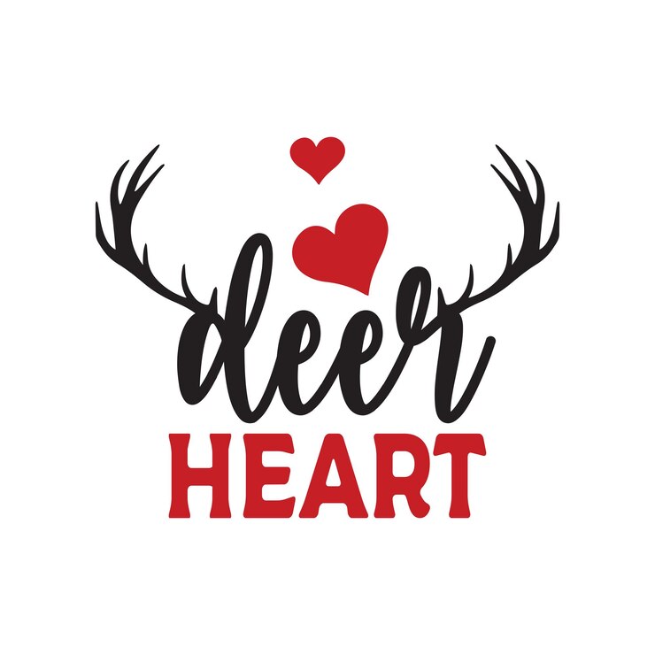 Vector deer heart valentine typografie t-shirt ontwerp vector