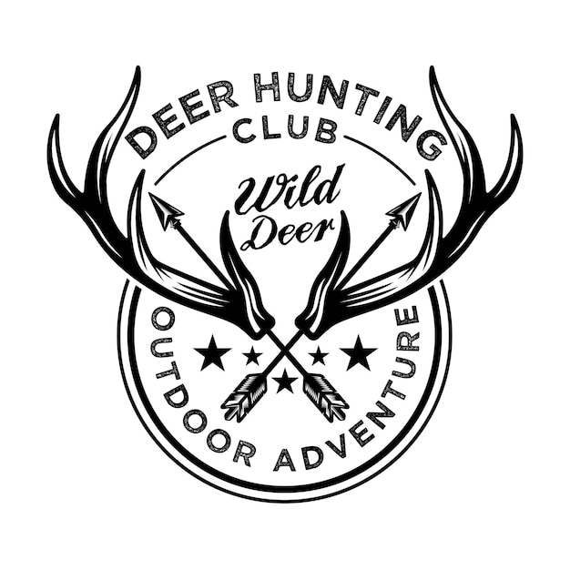 Vector deer horn hunting wild emblem badge