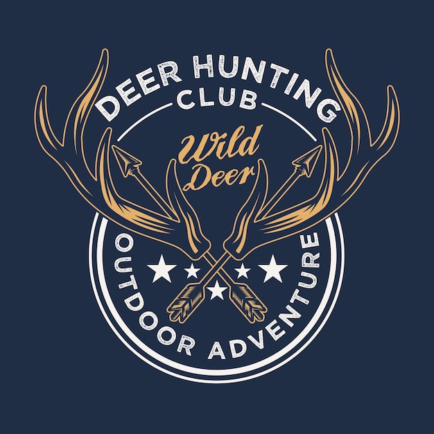 Vector deer horn hunting wild emblem badge