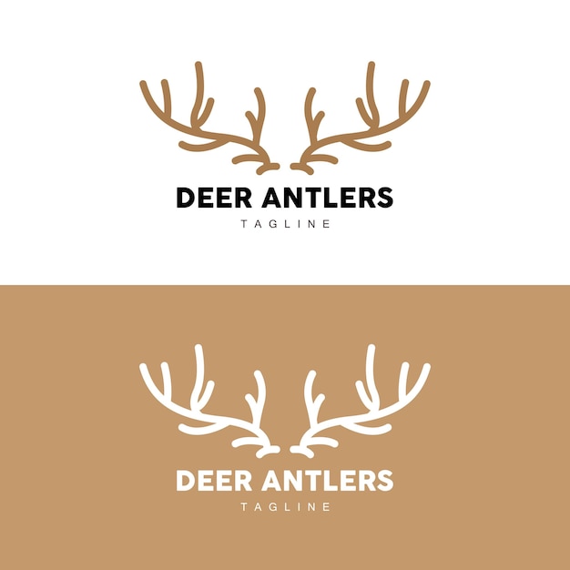 Deer Horn Logo Animal Vector Minimalist Simple Design Illustration Symbol Icon