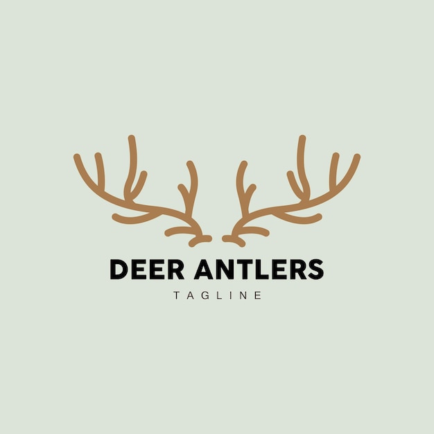 Icona del simbolo dell'illustrazione del design semplice e minimalista del vettore animale del logo del corno di cervo