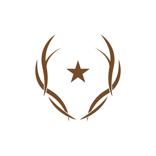 Олень Рог Логотип Животных Вектор Минималистский Простой Дизайн Иллюстрации Символ Значок