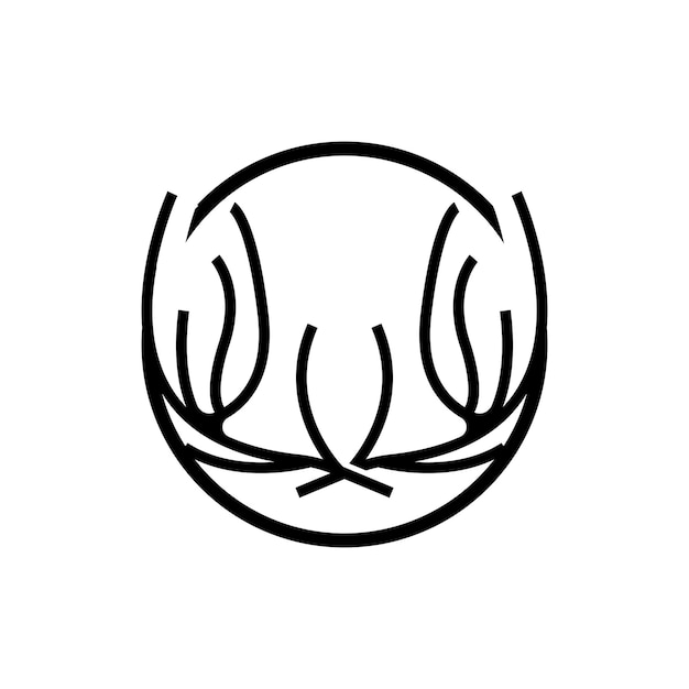 Icona del simbolo dell'illustrazione del design semplice e minimalista del vettore animale del logo del corno di cervo