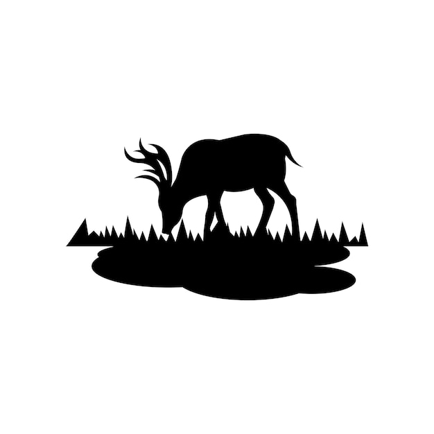 鹿と角のシンプルなアイコンイラスト デザイン テンプレート