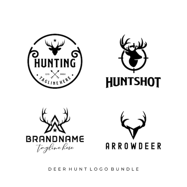 Vector deer hunt bundle logo design