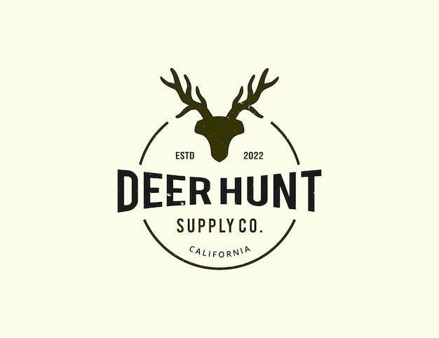 Vector deer hunt logo design vector