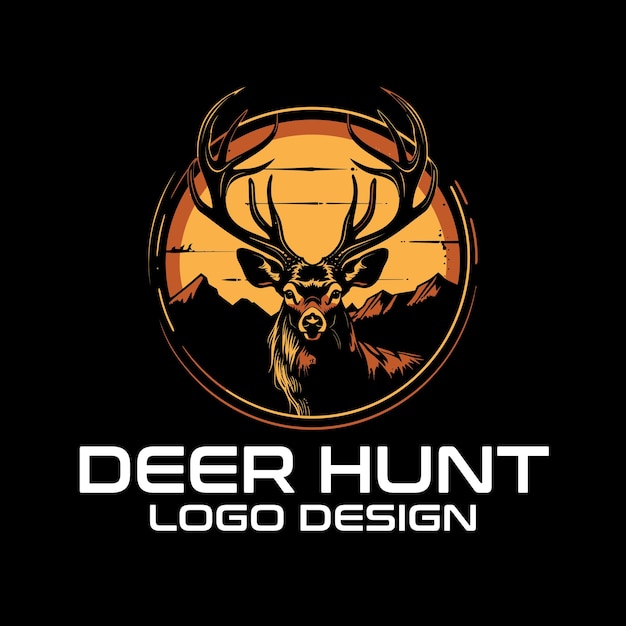 Vector deer hunt vector logo design